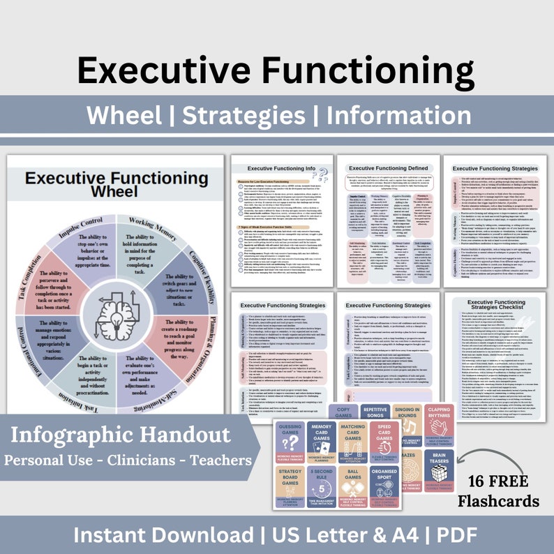 ADHD Executive Functioning Worksheets Bundle: Adult Therapy Tools ...