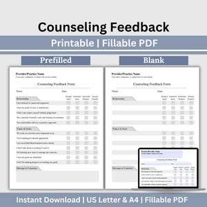 Counseling Feedback Form, Client Session Feedback, Counseling Session, Counseling Review Form, Client Survey, Email Feedback Template