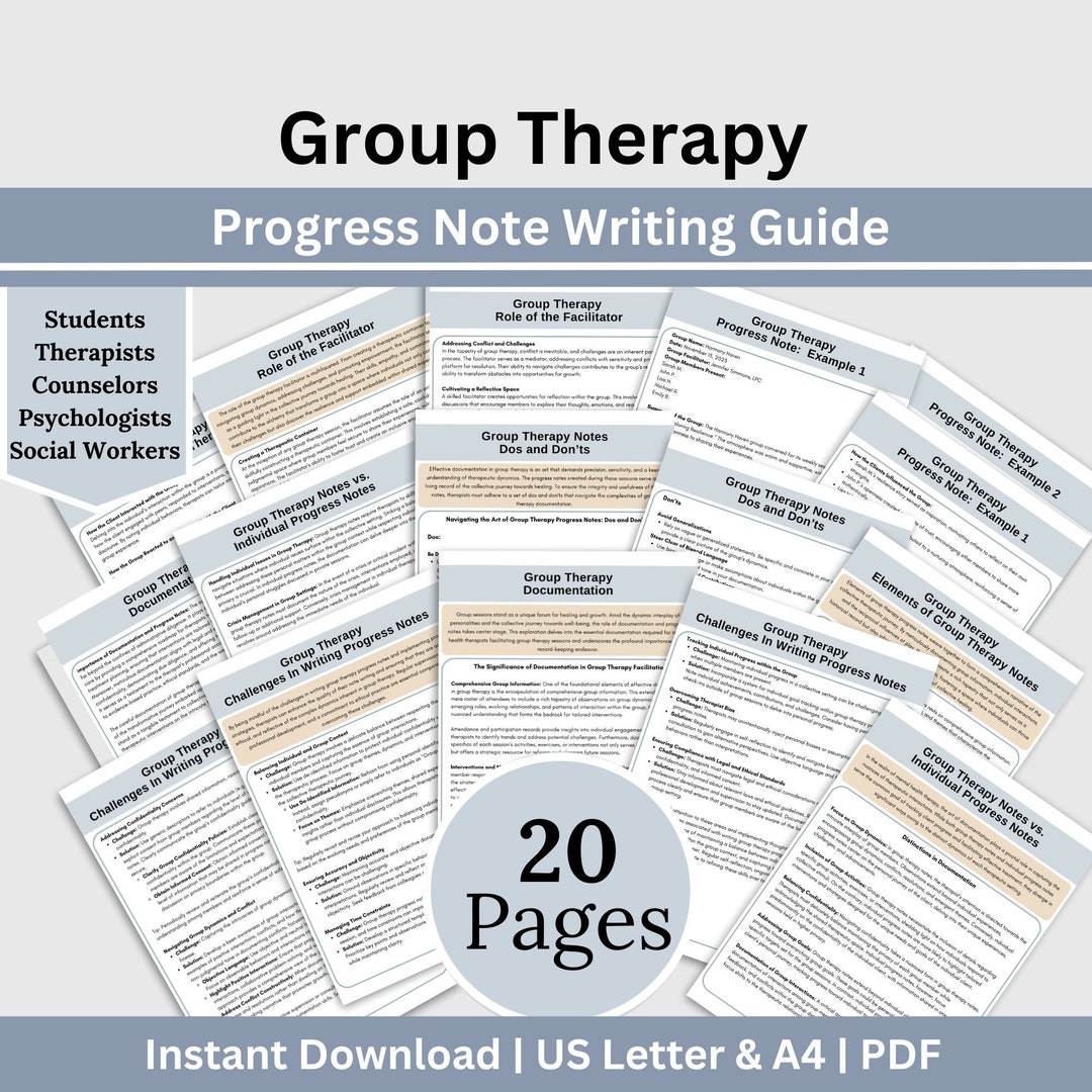 Group Therapy Progress Note Guide, Therapy Cheat Sheet, Counseling ...