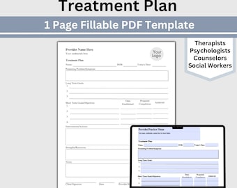 Therapy Treatment Plan Template: Fillable PDF for Counselors (US Letter & A4)
