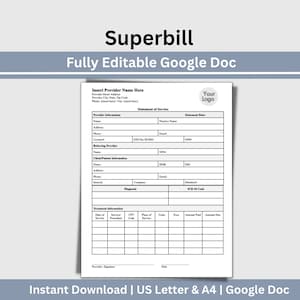 Mental Health Superbill Template: Editable Client Billing Invoice (Google Doc)