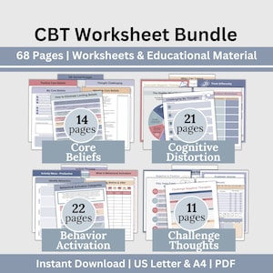 CBT Therapy Worksheets Bundle: Mental Health Counseling Resources (Digital Download)