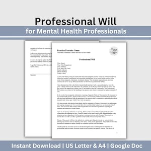 Mental Health Professional Will Template: Editable Google Doc