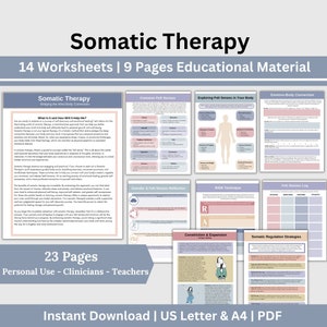 Somatic Therapy Worksheets, Felt Senses Somatic Exercises for Sensory Awareness, PTSD, Sensory Processing, Emotional Regulation, Trauma