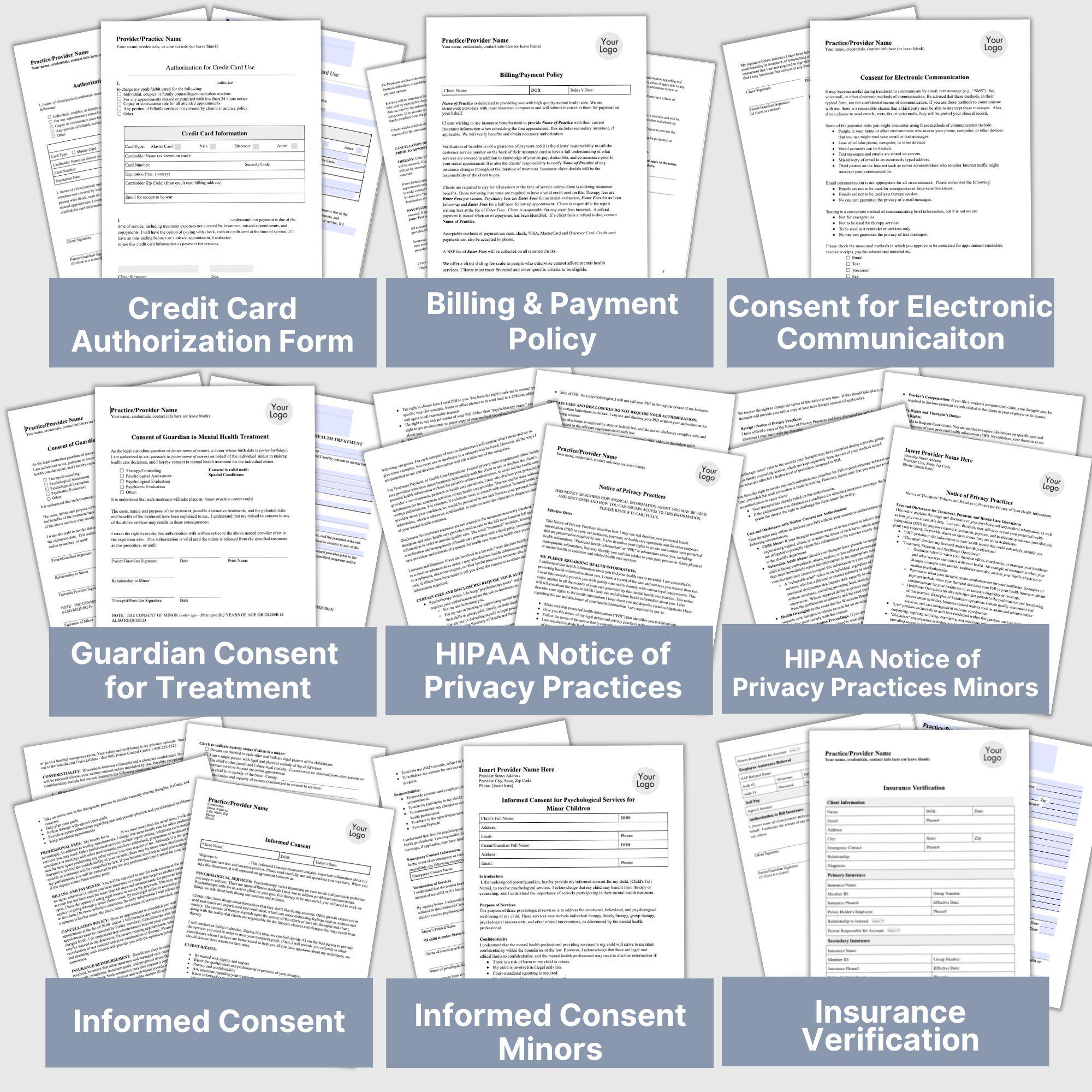 Therapist Office Forms Bundle: Private Practice Paperwork (WORD & PDF ...