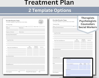 Therapist Treatment Plan Template: Counseling Office Forms (Fillable PDF)