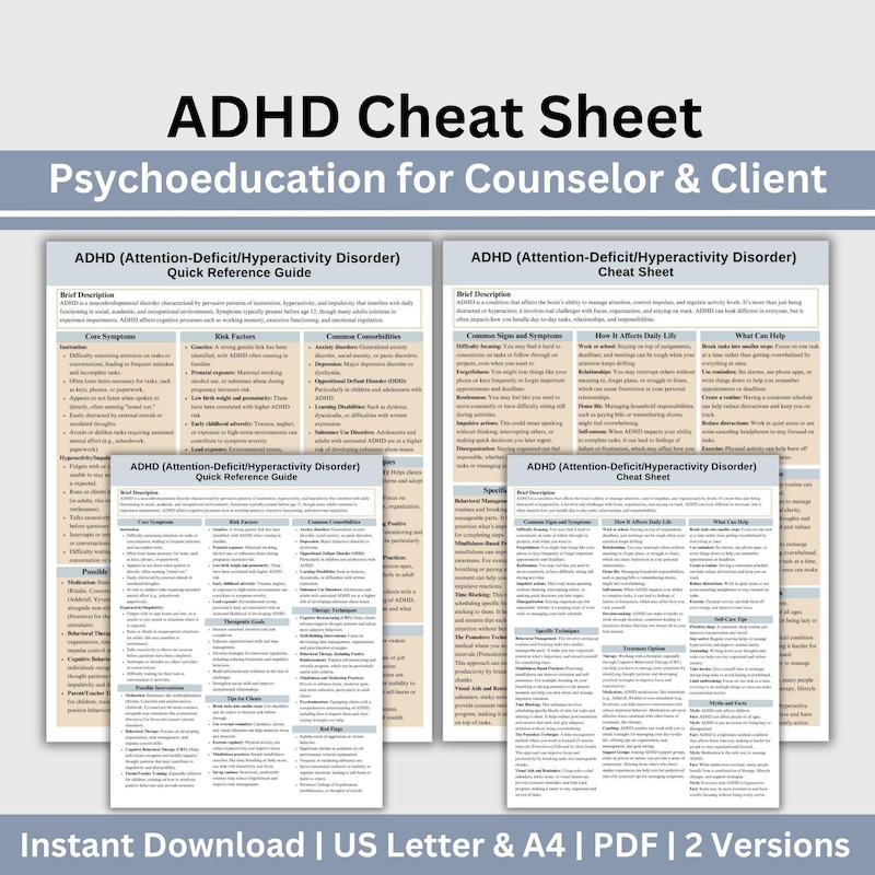 Adhd Cheat Sheet - Etsy