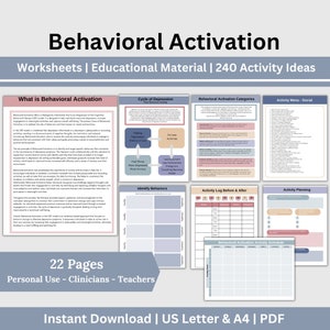 CBT Therapy Worksheets Behavioral Activation, Therapy Resources, Mental Health Workbook, Cognitive Behavioral, Depression Worksheet