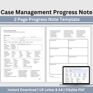 Fillable Case Management Progress Notes Template (US Letter & A4)