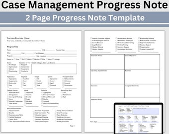 Fillable Case Management Progress Notes Template (US Letter & A4)