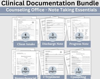 Therapy Documentation Bundle: Client Intake, Progress Notes, Treatment Plans (Fillable PDF)