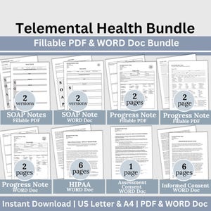 Telemental Health Bundle WORD Doc Therapy Notes, Therapy Notes for ...