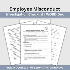 Employee Misconduct Investigation Checklist: HR Template (Editable Word)