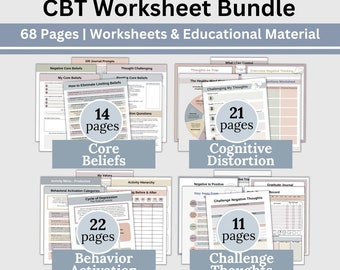 CBT Therapy Worksheets Bundle: Mental Health Counseling Resources (Digital Download)