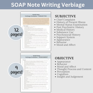 SOAP Note Guide tailored specifically for mental health therapists – your ultimate companion for efficient and organized documentation. Designed to streamline your therapy notes with user-friendly prompts and insightful examples