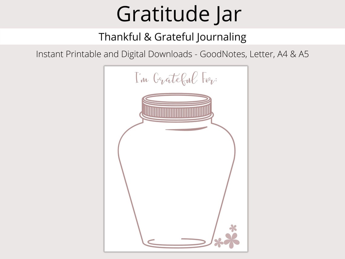 Gratitude Jar Printable Digital Mental Health Download Etsy
