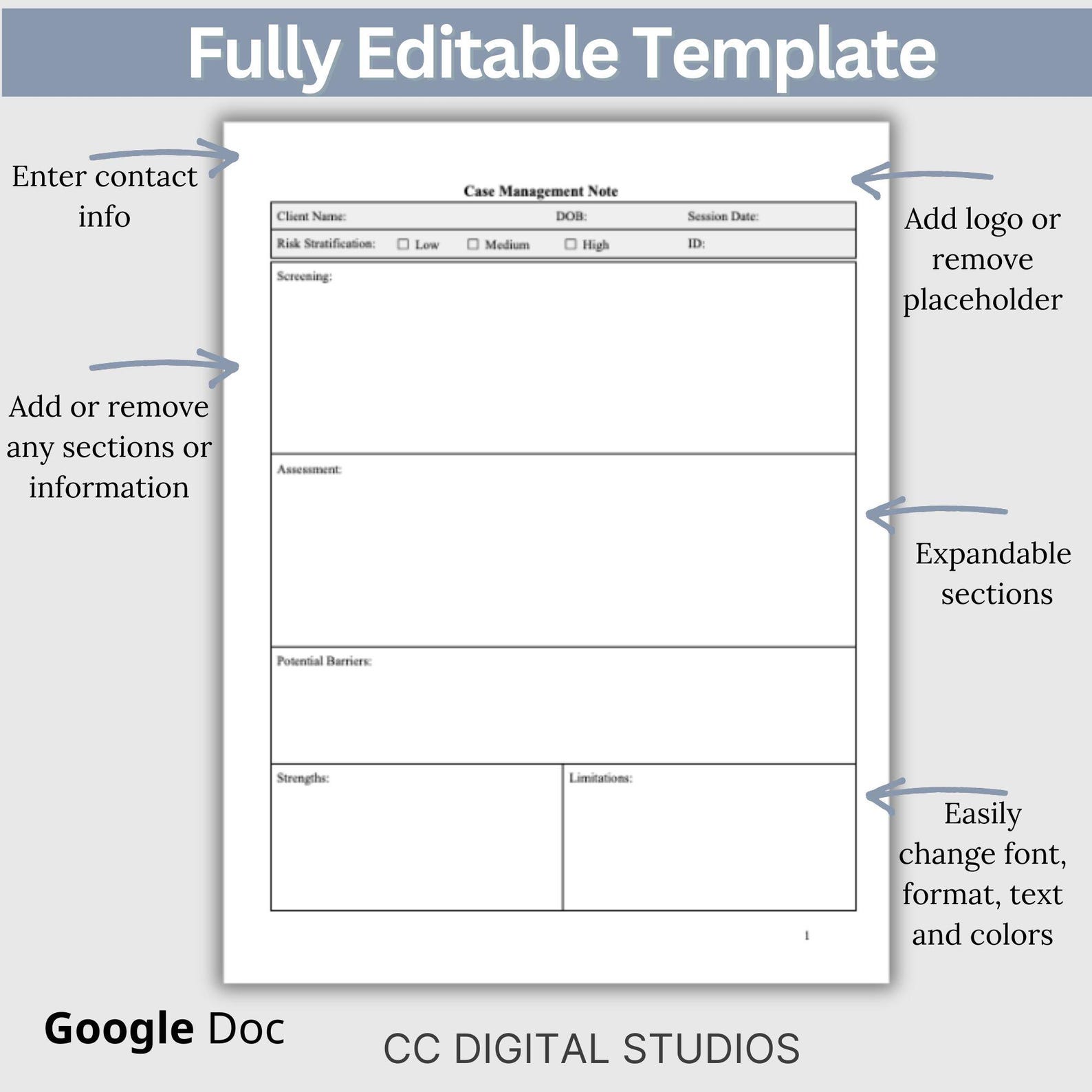 Social Worker Progress Note Template Editable Google Doc SOAP/DAP Form ...