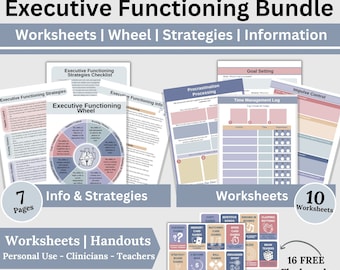 ADHD Executive Functioning Worksheets Bundle: Adult Therapy Tools (Digital Download)