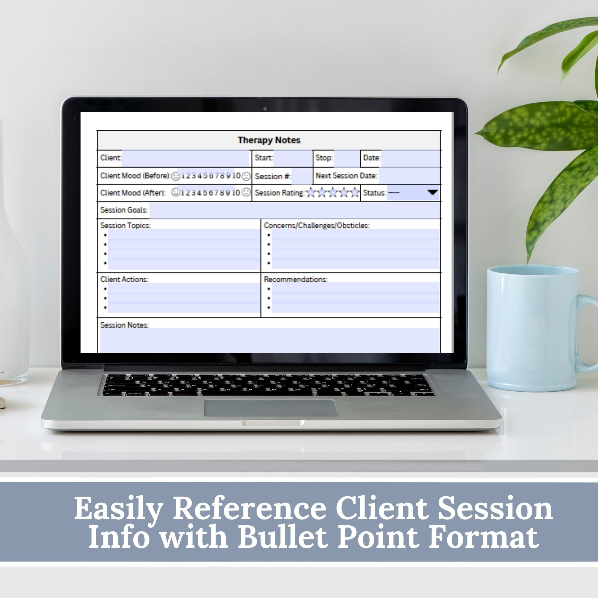Therapy Notes Template: Client Session Planner (digital Download) - Etsy