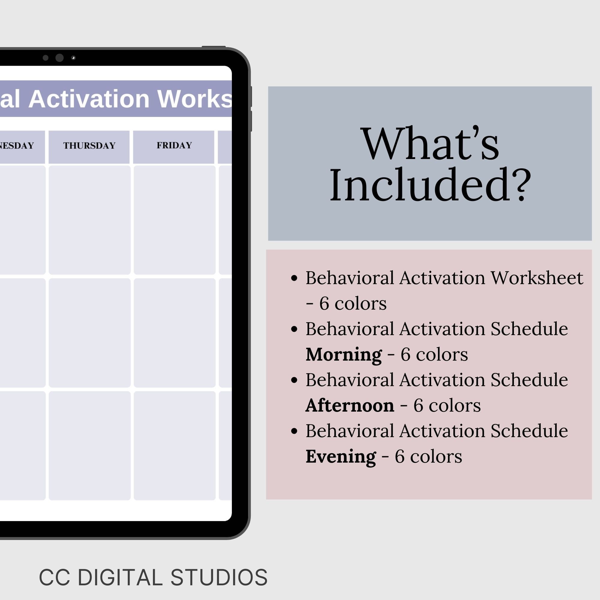 CBT Behavioral Activation Worksheet: Daily Activity Planner (digital ...