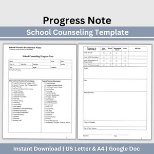 Nota de Progresso para Conselheiros Escolares, Modelo de Psicólogo Escolar, Recursos de Aconselhamento Escolar, Assistente Social Escolar, Notas de Terapia