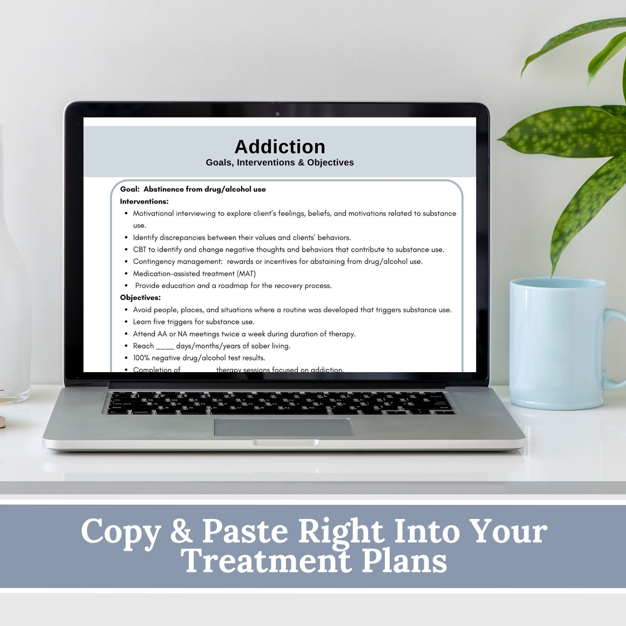 Addiction Treatment Plan Cheat Sheet: Counselor Therapy Tool (fillable ...