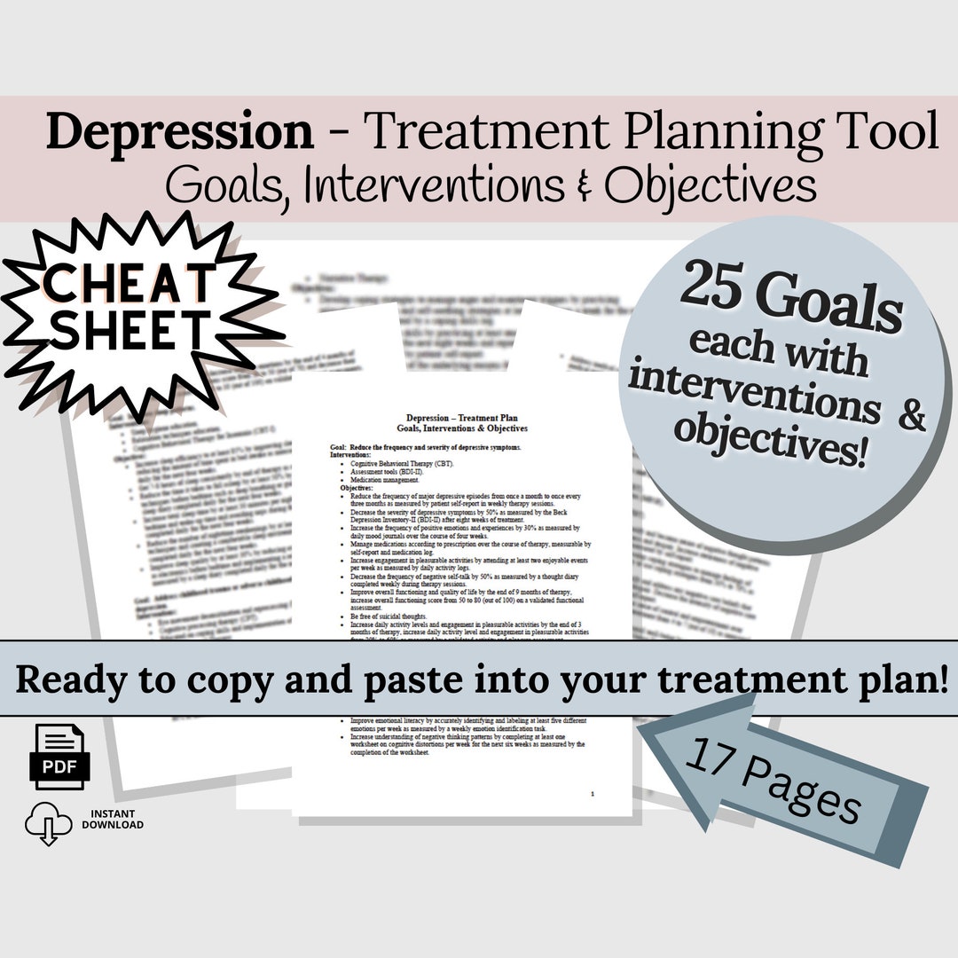 Depression Therapy Goals Interventions and Measurable Objectives
