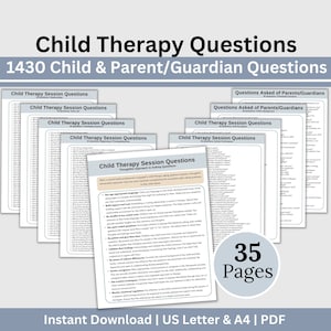 Preguntas de terapia infantil, Hojas de referencia para terapia, Recursos de terapia para consultorios de consejería, Trabajador social de psicología escolar, Herramientas de terapia infantil