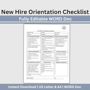 New Hire Checklist, Employee Onboarding Checklist, HR Templates, Human Resources Form, Onboarding Template, HR Forms, Employee Orientation