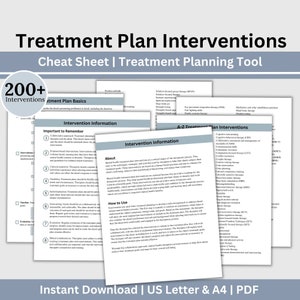 Therapy Interventions List & Treatment Planning Educational Material, Documentation Terms Reference, Report Writing, A-Z Interventions List