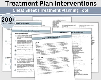 Therapy Interventions List: Treatment Planning Cheat Sheet (Digital Download)