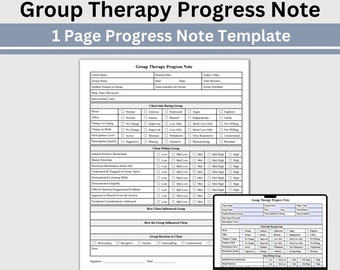 Group Therapy Progress Note: Fillable PDF Template (US Letter & A4)