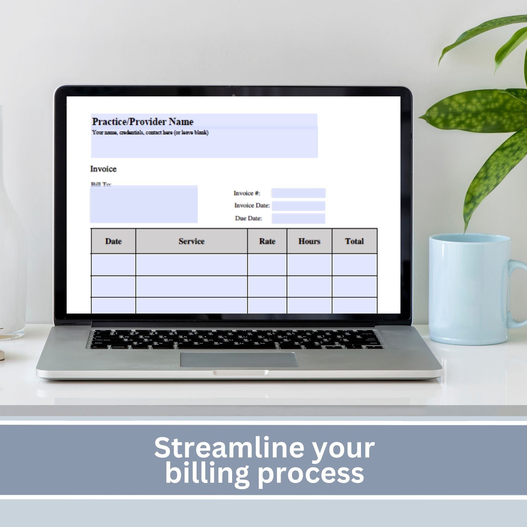 Therapist Billing Invoice Template: Fillable PDF, US Letter & A4 ...