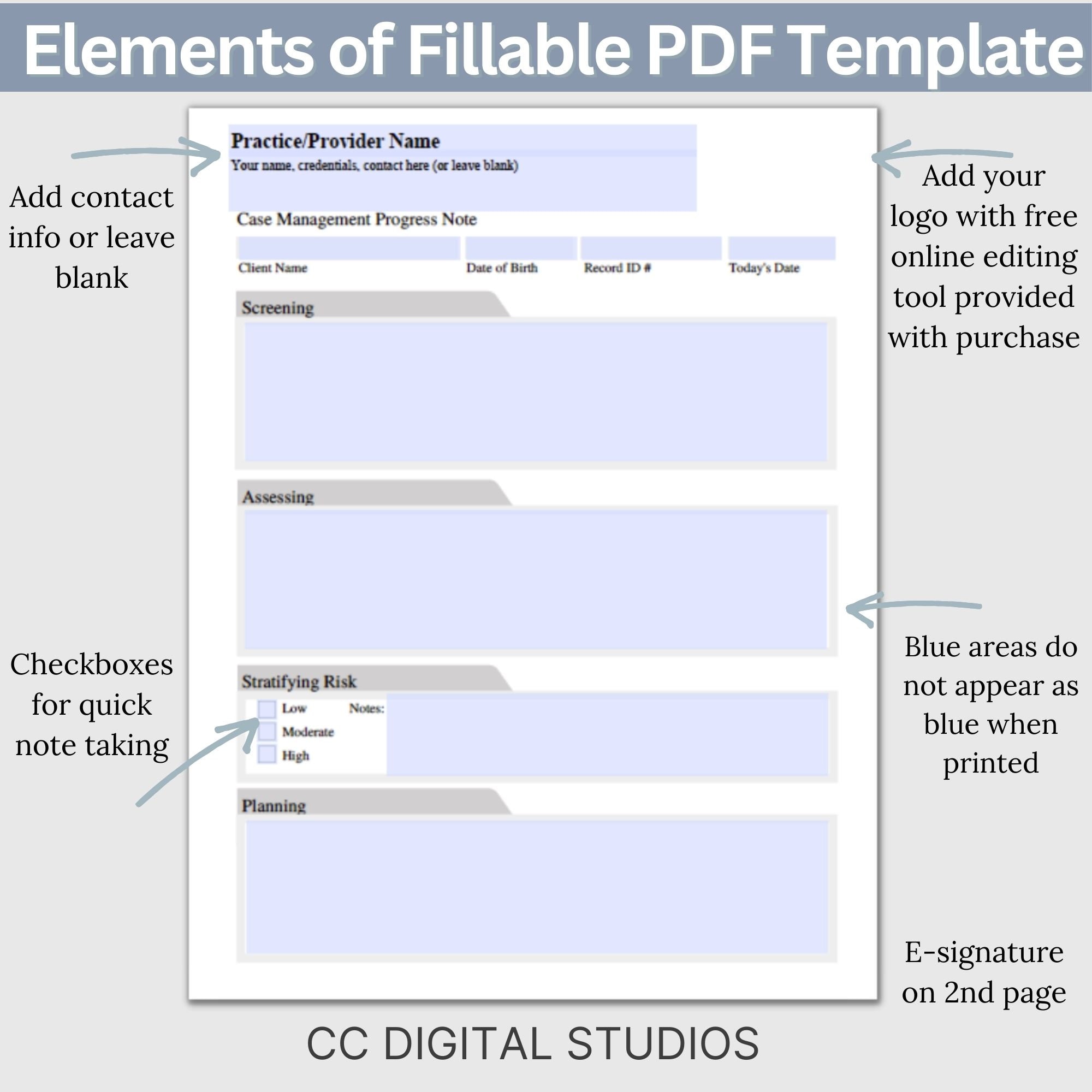 Case Management Progress Note Template: Fillable PDF for Social Workers ...