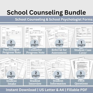 School Counselor Forms Bundle: Student Intake, Progress Notes (Fillable PDF)