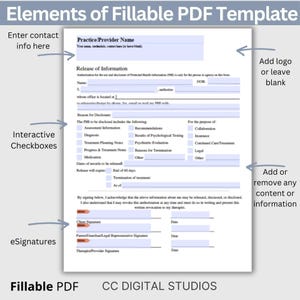 Release of Information (ROI) Form, designed specifically for mental health professionals.  Release of Information, Informed Consent, Mental Health ROI, Private Practice Paperwork, Therapy Tools, Therapy Consent Form, HIPAA Form