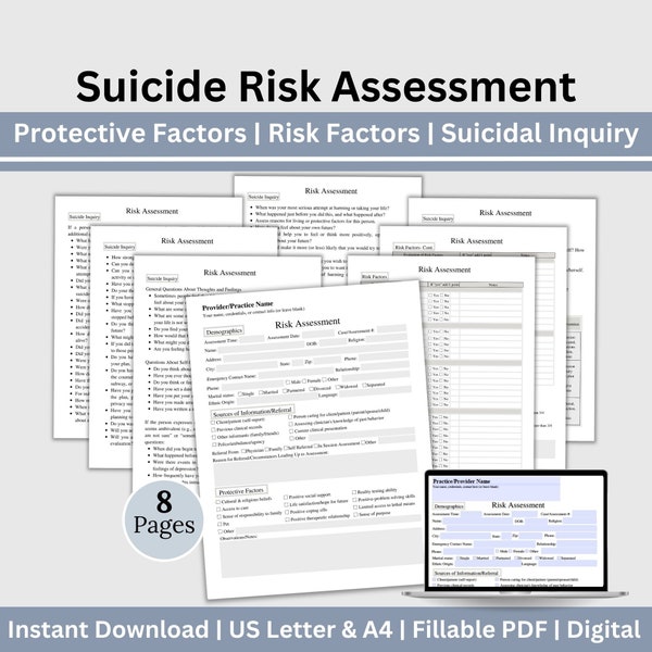 Mental Health Risk Assessment, Risk Assessment Template, Suicide Assessment, Suicide Therapy Questions, Therapist Office, Therapy Tools