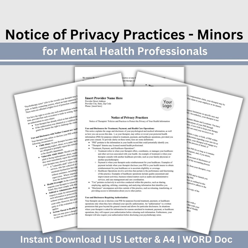 HIPAA Notice of Privacy Practices Template: Therapist Office Forms ...