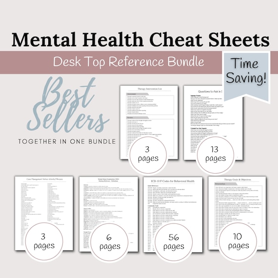 CHEAT SHEET BUNDLE, Mental Health Desk Top Reference, Therapist  Documentation Tools, Therapeutic Reference Tools, Save 20% With Bundle -   Canada
