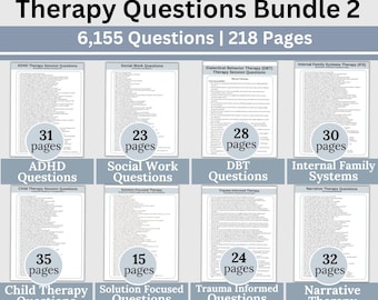 Therapy Questions Cheat Sheets Bundle: Trauma, DBT, ADHD (Digital Download)