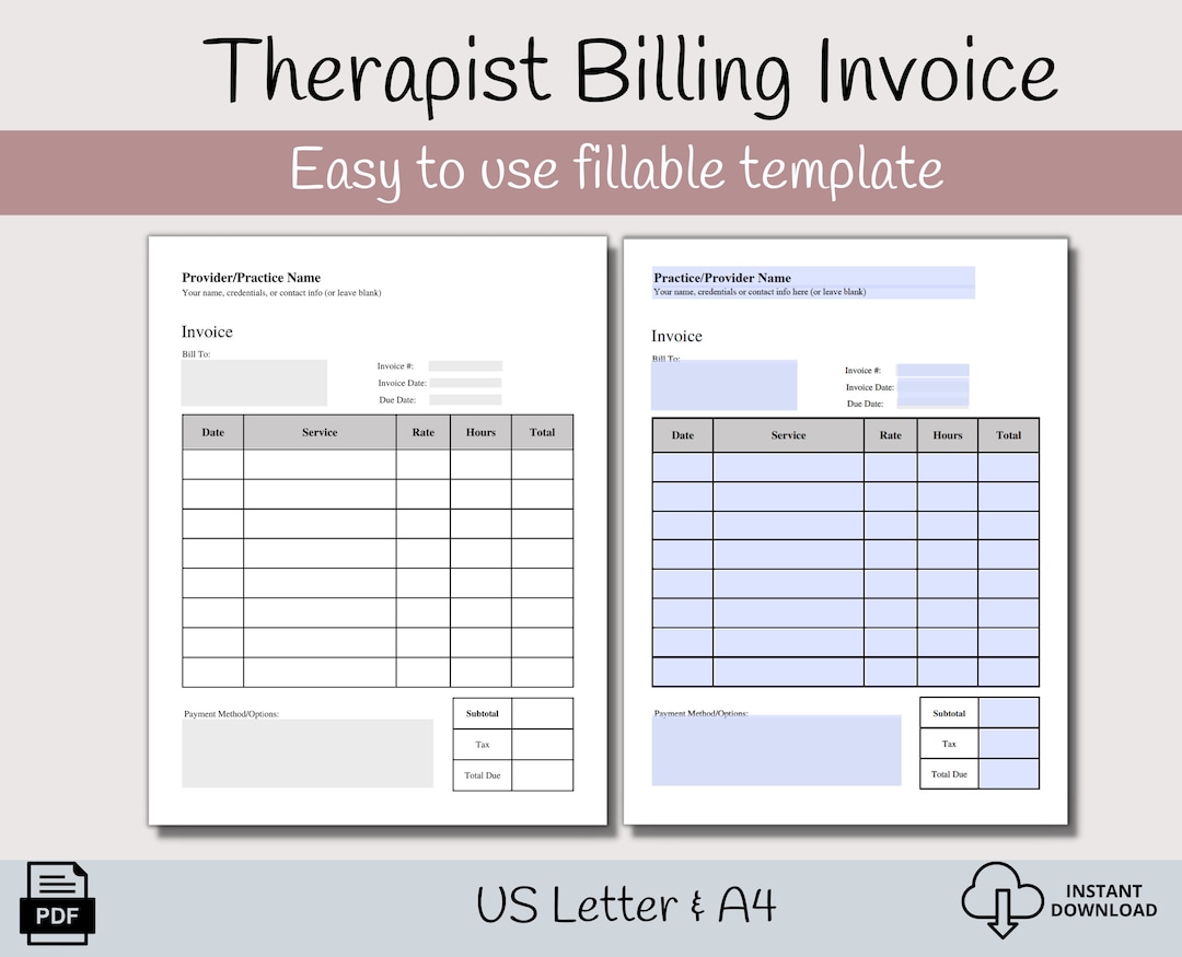 Therapist Invoice Template Fillable PDF Private Practice Etsy Therapist Invoice Template Fillable PDF Private Practice Etsy