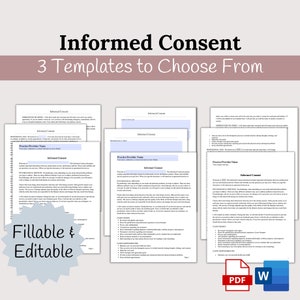 Informed Consent for Mental Health Providers, Fillable & Editable Forms, Private Practice Paperwork, Therapy Office Template, Therapy Tools