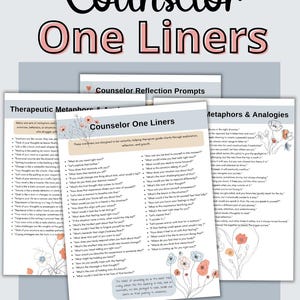 Therapist One-Liners, Reflection Prompts, and Metaphors cheat sheet.Therapist One Liners Mental Health Cheat Sheets, Counseling Tools, Reflection Prompts, Therapy Prompts, Therapy Phrases, Therapy Questions