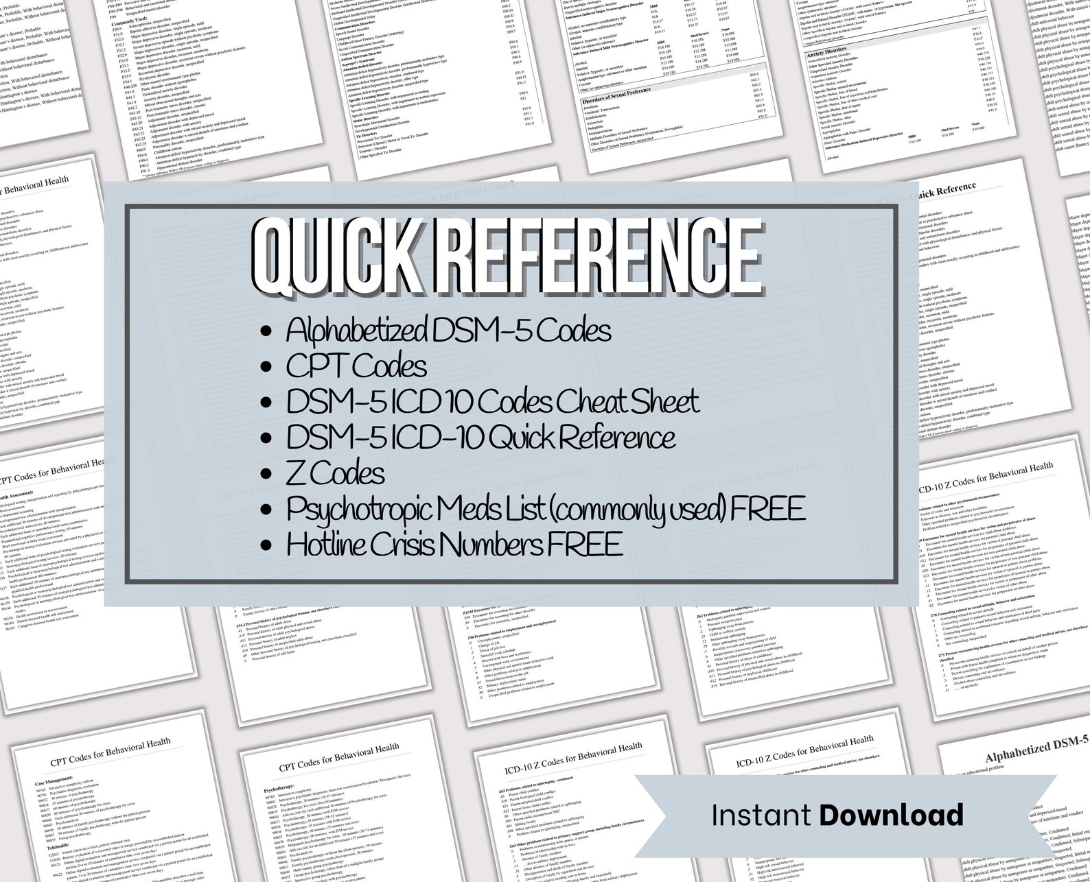 Mental Health Codes Cheat Sheet DSM-5 Code Clinical Terms - Etsy