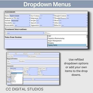 Convenient 1 page progress note template designed specially for Mental Health Counselors and Therapists. User-friendly template, crafted to streamline your therapy session notes and psychotherapy documentation.