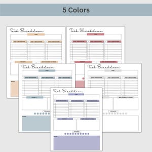 Project planner fillable PDF displayed in Adobe Reader with visible form fields for typing, designed for computer and tablet workflows and perfect for GoodNotes or Notability annotation during meetings and weekly planning