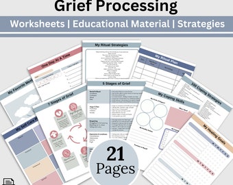 Grief Journal & Coping Skills Worksheets: Therapy Workbook (Fillable PDF)