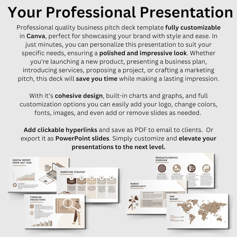 Editable Business Plan Pitch Deck: Canva Presentation Template - Etsy ...