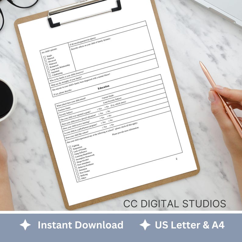Child Intake Form: Mental Health Template (google Doc) - Etsy