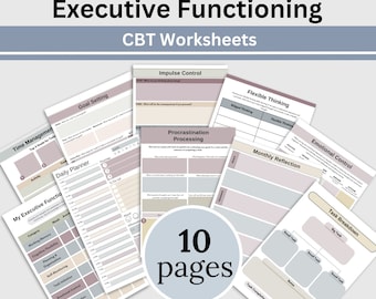 ADHD Executive Functioning Worksheets: CBT Skills, Daily Routine Planner (Digital Download)